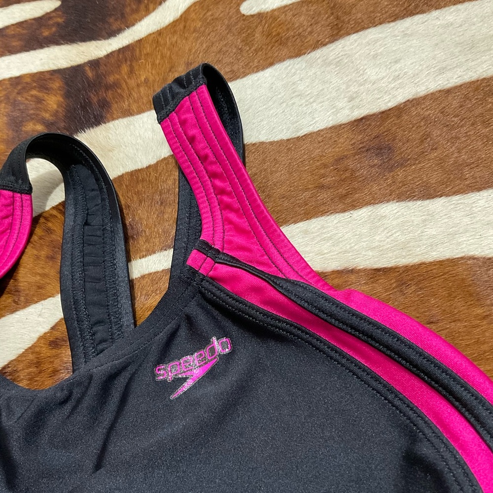 Speedo One Piece Swimsuit Hot Pink and Black size 8/34 - Picture 3 of 6